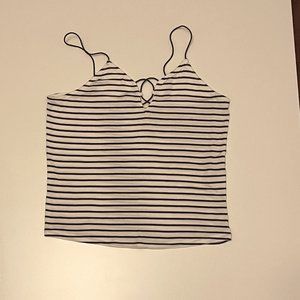 Garage tank with navy stripes